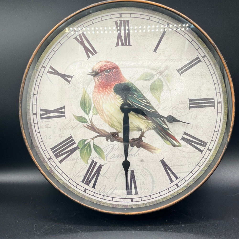 WestClox Round Wall Clock Bird Roman Numeral Decorative Home Cottagecore 12"